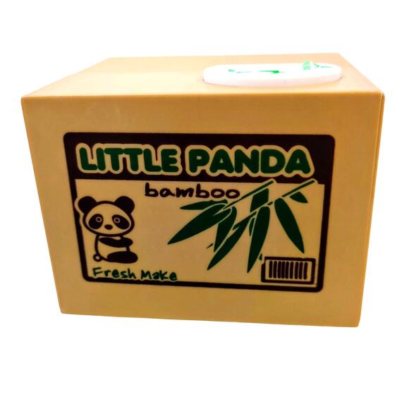 Little Panda Bamboo Electronic Coin Bank Sneaky Panda Bear Works Tested No Plug - Picture 1 of 7